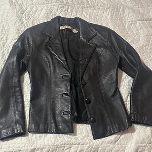 Sleek Black Leather Jacket by [Brand]